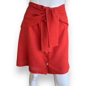 LUSH RUST COLORED LINEN BLEND FLARED SKIRT. WOMEN’S SIZE LARGE.